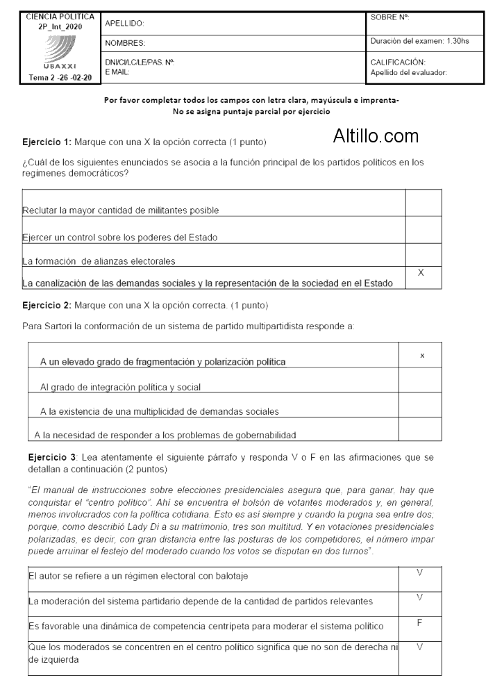 2º Parcial B | Ciencias Políticas (2020) | UBA XXI